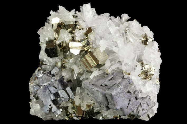 Pyrite With Galena and Quartz Crystals - Peru #71371